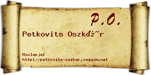 Petkovits Oszkár névjegykártya